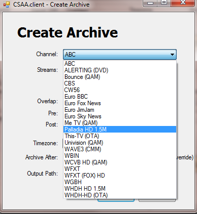 Figure: Channel Drop-Down Menu